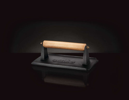 Cast iron meat weight and burger press, 21x11 cm