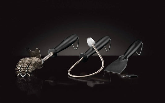 3-piece grill chamber cleaning set with brush and scraper