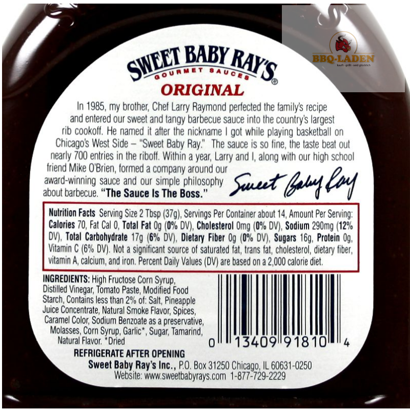 Sweet Baby Ray's BBQ Sauce Original 425ml