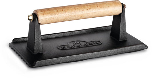 Cast iron meat weight and burger press, 21x11 cm