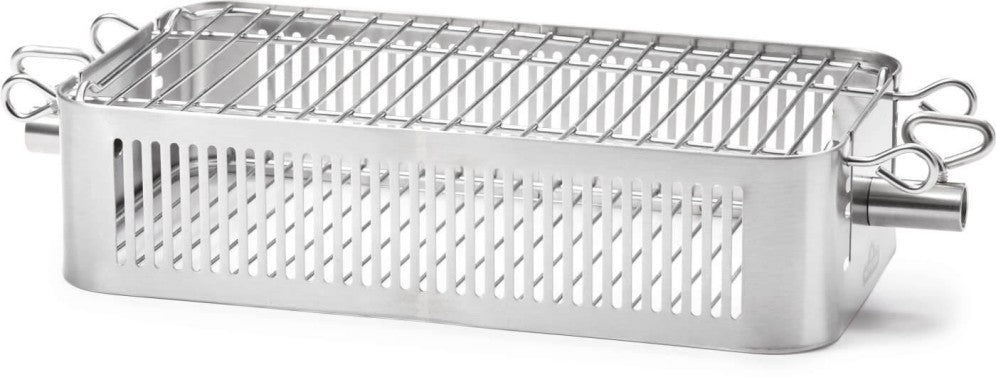 Stainless steel grill basket for rotisserie, adjustable