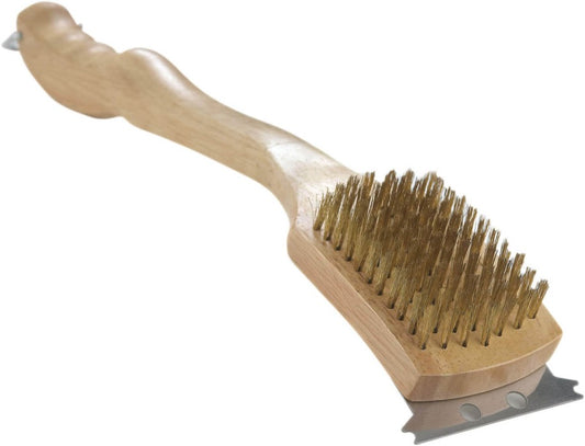 brass grill brush with wooden handle