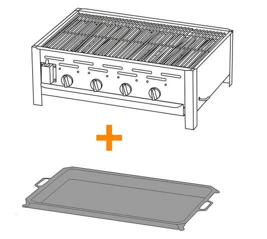 TGO - 4-Brenner Gastrobräter / Gasbräter mit Rost + Stahlpfanne